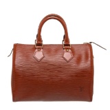 Louis Vuitton Sienna Brown Epi Leather Speedy 25 cm Satchel Bag