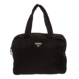 Prada Black Nylon Double Handle Tote Bag