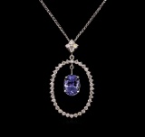 2.69 ctw Tanzanite and Diamond Pendant With Chain - 14KT White Gold