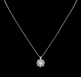 1.30 ctw Diamond Pendant With Chain - 14KT White Gold