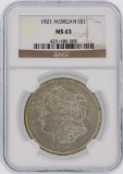 1921 NGC MS63 Morgan Silver Dollar