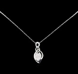0.40 ctw Diamond Pendant with Chain - 14KT White Gold