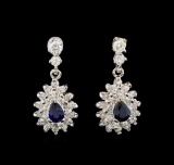 14KT White Gold 1.16 ctw Sapphire and Diamond Earrings