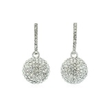 14mm Crystal Pave Bead Earrings - Silver Plated