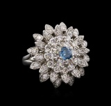 2.28 ctw Fancy Greenish Blue Diamond Ring - 14KT White Gold