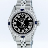 Rolex Stainless Steel Black String Diamond VVS DateJust Ladies Watch