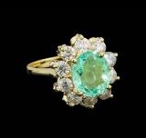 3.03 ctw Emerald and Diamond Ring - 14KT Yellow Gold
