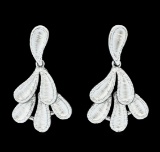 Hand Painted Earrings - Rhodium Plated