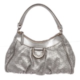Gucci Metallic Silver Guccissima Leather D Ring Hobo Bag