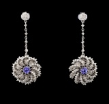 1.21 ctw Tanzanite And Diamond Earrings - 14KT White Gold