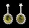 7.82 ctw Tourmaline and Diamond Earrings - 14KT White Gold