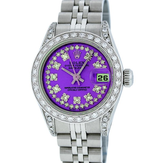 Rolex Stainless Steel Diamond DateJust Ladies Watch