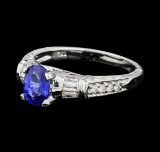 1.23 ctw Sapphire and Diamond Ring - 18KT White Gold