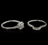 1.36 ctw Diamond Wedding Ring Set - 14KT White Gold