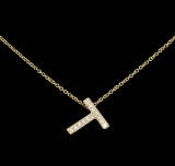 0.19 ctw Diamond Pendant With Chain - 14KT Yellow Gold
