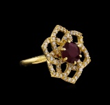 14KT Yellow Gold 3.11 ctw Ruby and Diamond Ring