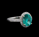 3.14 ctw Apatite and Diamond Ring - 14KT White Gold