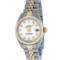 Rolex Ladies Two Tone Mother Of Pearl Diamond Datejust Wristwatch