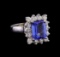 4.24 ctw Tanzanite and Diamond Ring - 14KT White Gold