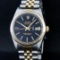 Rolex Two-Tone Black Tapestry Index Dial DateJust Men's Watch