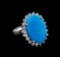 7.52 ctw Turquoise and Diamond Ring - 14KT White Gold