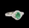 0.73 ctw Emerald and Diamond Ring - 14KT White Gold