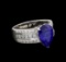 4.57 ctw Sapphire and Diamond Ring - 18KT White Gold
