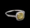 18KT White Gold 1.56 ctw Fancy Yellow Diamond Ring