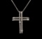 14KT White Gold 0.93 ctw Diamond Cross Pendant With Chain