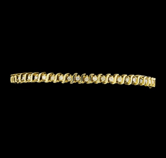 1.00 ctw Diamond Tennis Bracelet - 14KT Yellow Gold