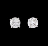 1.33 ctw Diamond Earrings - 14KT White Gold