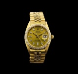 Rolex 18KT Gold 1.18 ctw Diamond DateJust Men's Watch