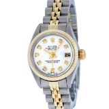 Rolex Ladies Two Tone Mother Of Pearl Diamond Datejust Wristwatch