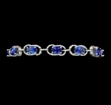 11.15 ctw Blue Sapphire And Diamond Bracelet - 14KT White Gold