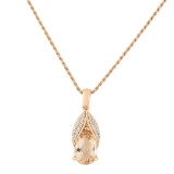 14KT Rose Gold 3.35 ctw Morganite and Diamond Pendant With Chain
