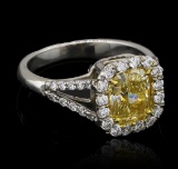 2.59 ctw Fancy Yellow Diamond Ring - Platinum