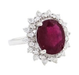 6.50 ctw Ruby And Diamond Ring - 14KT White Gold