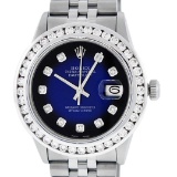 Rolex Mens Stainless Steel Blue Vignette 3.15 Carat Diamond Datejust Wristwatch