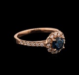 1.12 ctw Blue Diamond Ring - 14KT Rose Gold