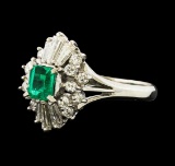 0.39 ctw Emerald and Diamond Ring - Platinum