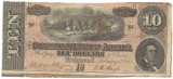 1864 $10 The Confederate States of America Note T-68 CC