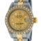 Rolex Ladies 2T Quickset Champagne String Diamond Datejust Wristwatch