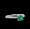 1.27 ctw Emerald and Diamond Ring - 14KT White Gold