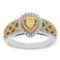 0.75 ctw Yellow and White Diamond Ring - 14KT White and Yellow Gold