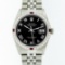 Rolex Stainless Steel Black Roman Diamond and Ruby DateJust Men's Watch