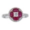 1.19 ctw Ruby and Diamond Ring - 18KT White Gold