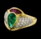 1.32 ctw Emerald and Diamond Ring - 18KT Yellow Gold