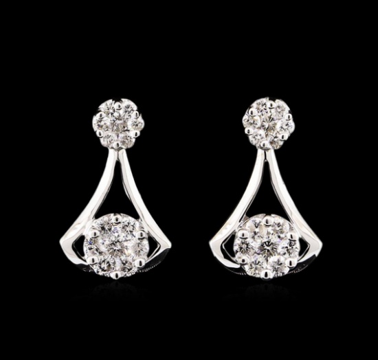 1.20 ctw Diamond Earrings - 14KT White Gold