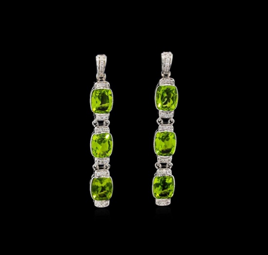 Crayola 15.60 ctw Peridot and White Sapphire Earrings - .925 Silver