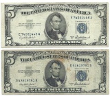 1953 $5 Silver Certificate Currency Lot of 2